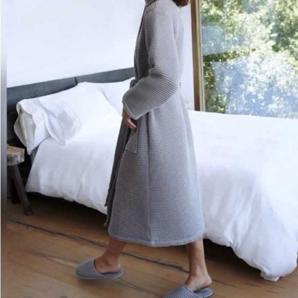 NWT Quince Organic Turkish Waffle Robe Grey Sz S - Picture 5 of 7